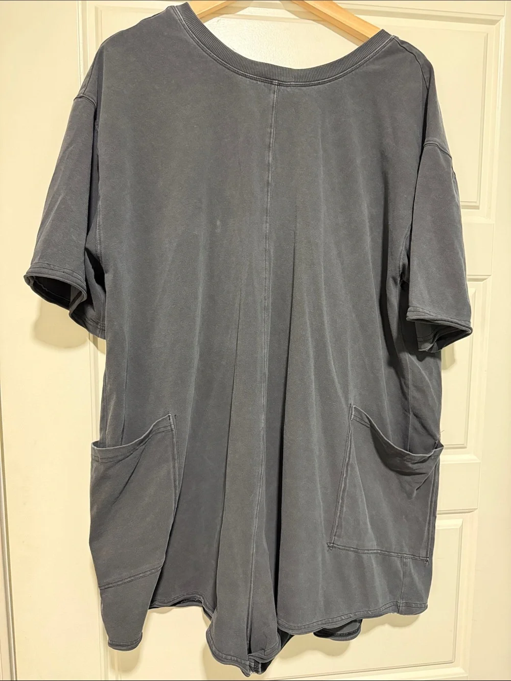 Free People hot shot Washed Black charcoal grey Oversized romper